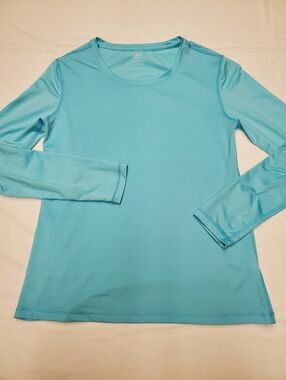 Athletic Works Aqua Blue Long Sleeve Performance Active Top Size S Athleisure